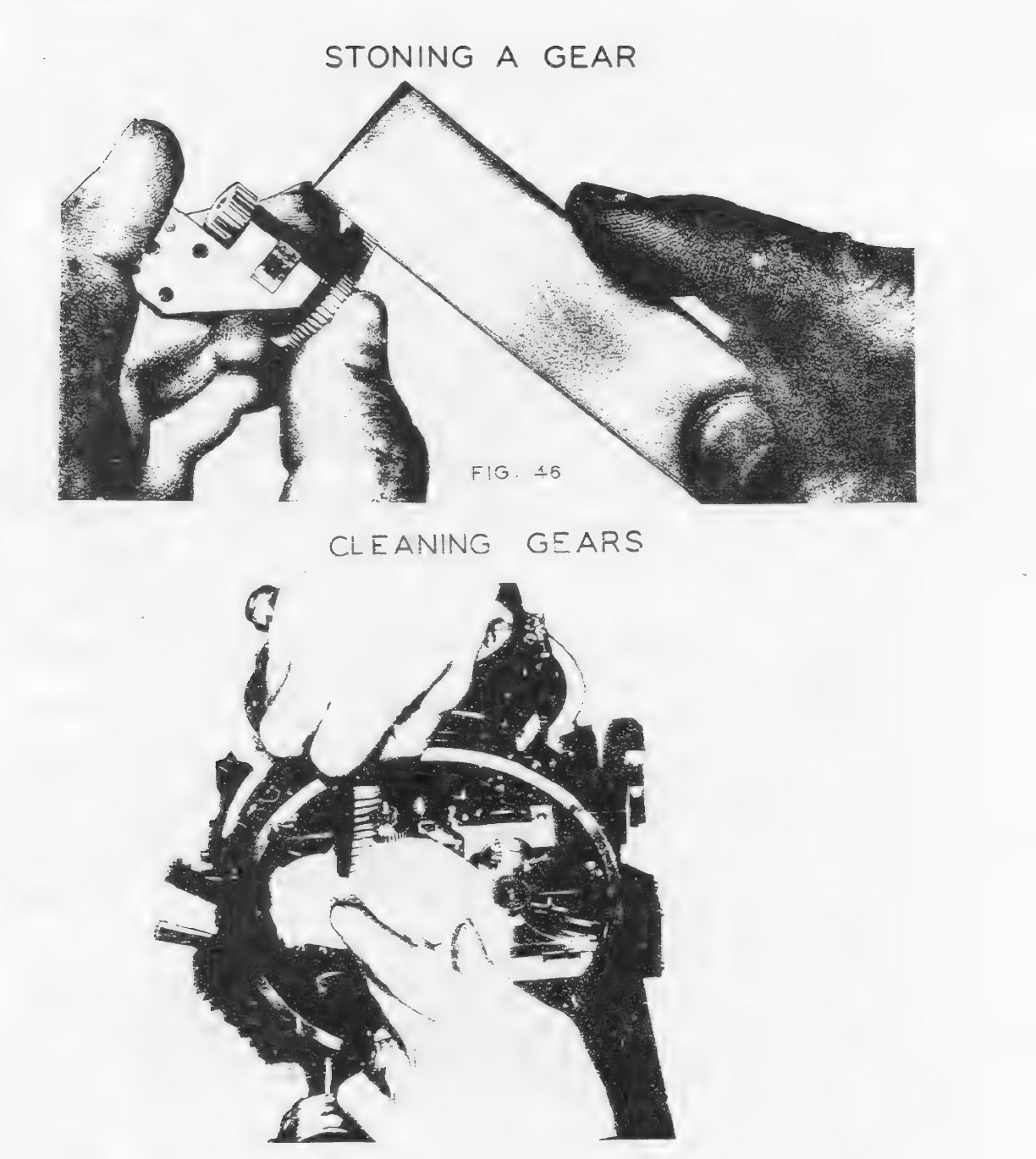 Cleaning gears; source illustration on printed page 148
