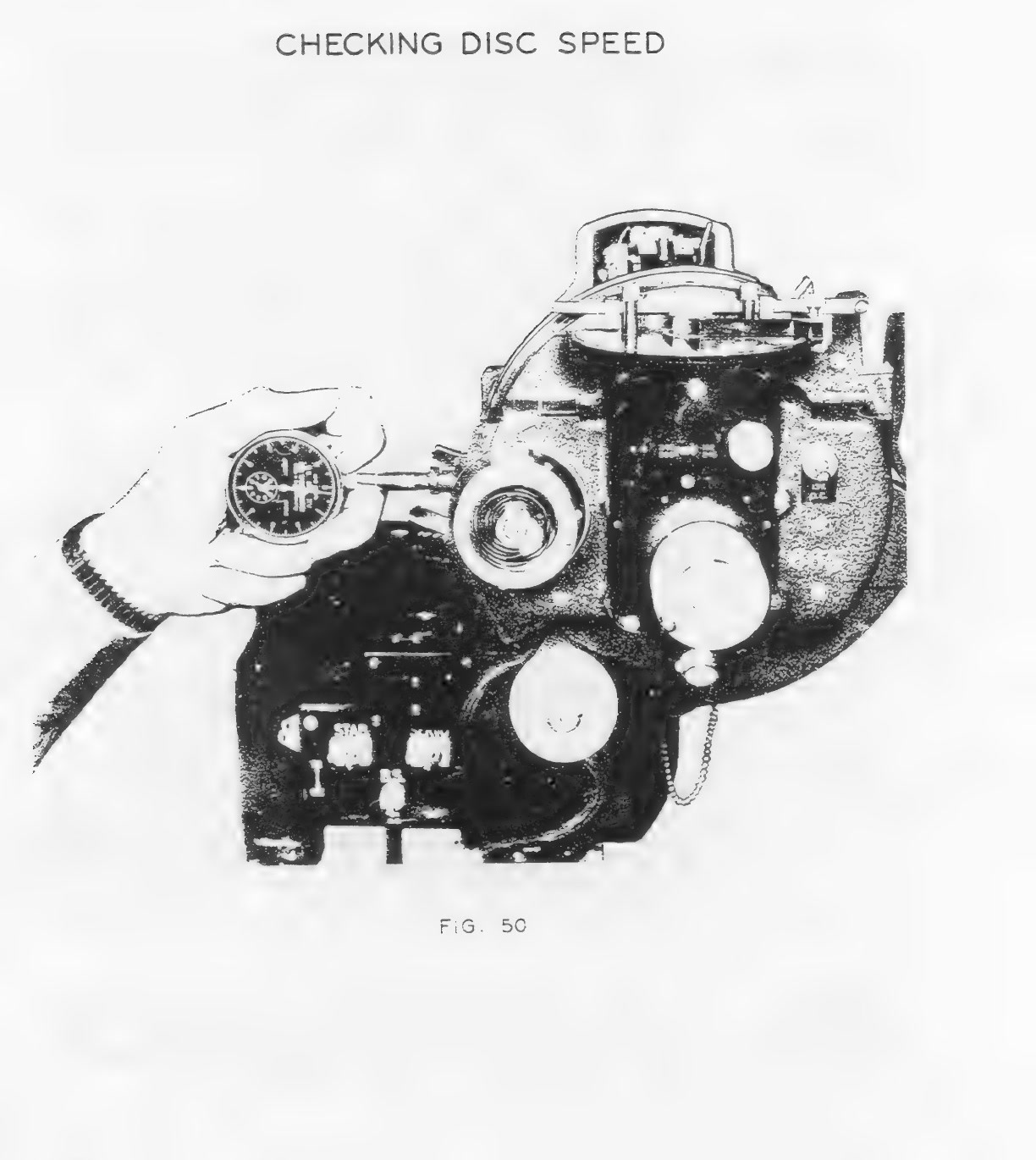 Checking disc speed; source illustration on printed page 152