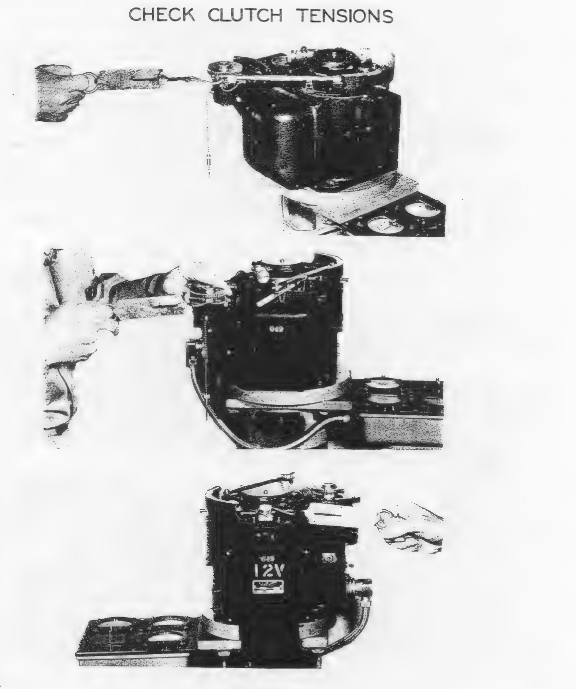 Clutch tensions; source figure or chart from Norden Bombsight manual leaf 64